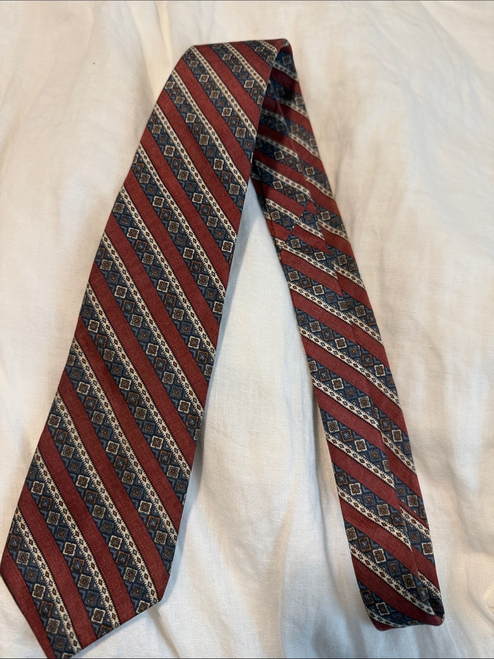 Dior Diagonal Striped Tie in Burgundy and Navy
